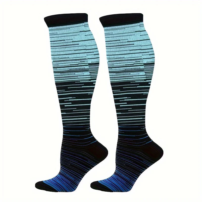 Striped Gradient Compression Stockings