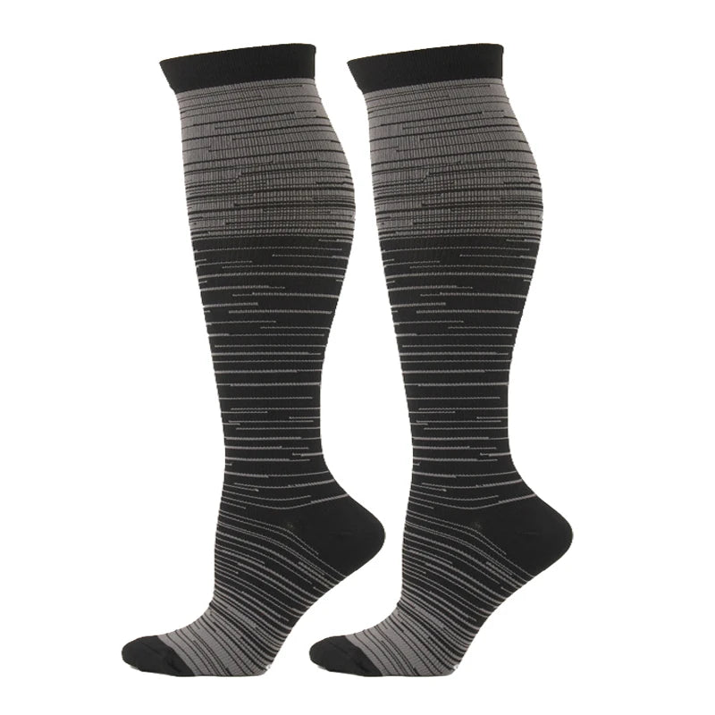 Striped Gradient Compression Stockings