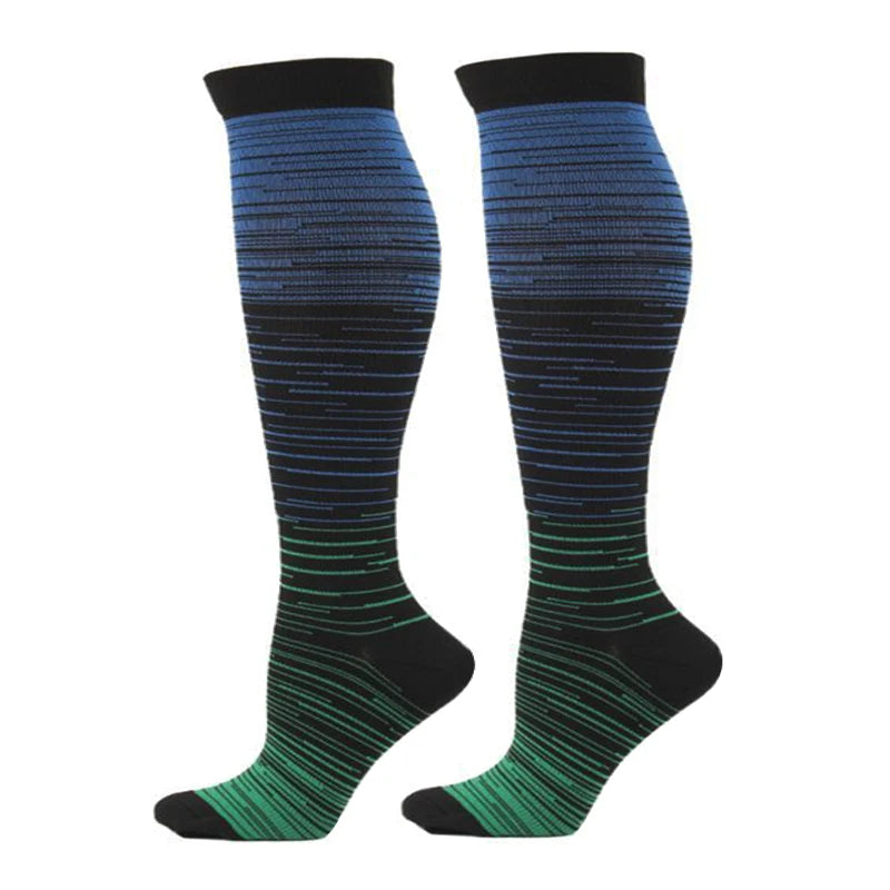 Striped Gradient Compression Stockings