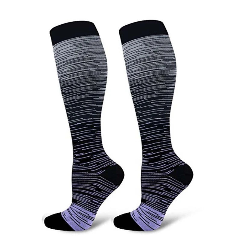 Striped Gradient Compression Stockings