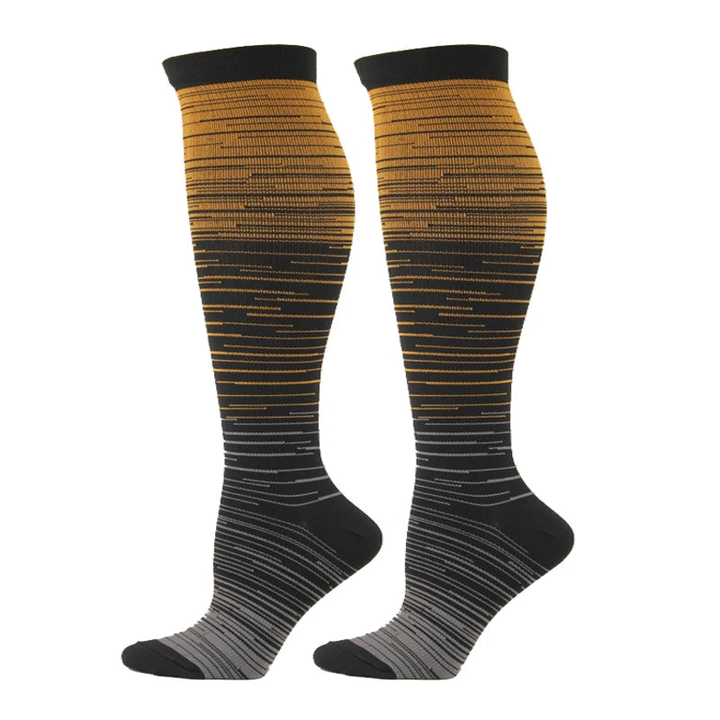 Striped Gradient Compression Stockings