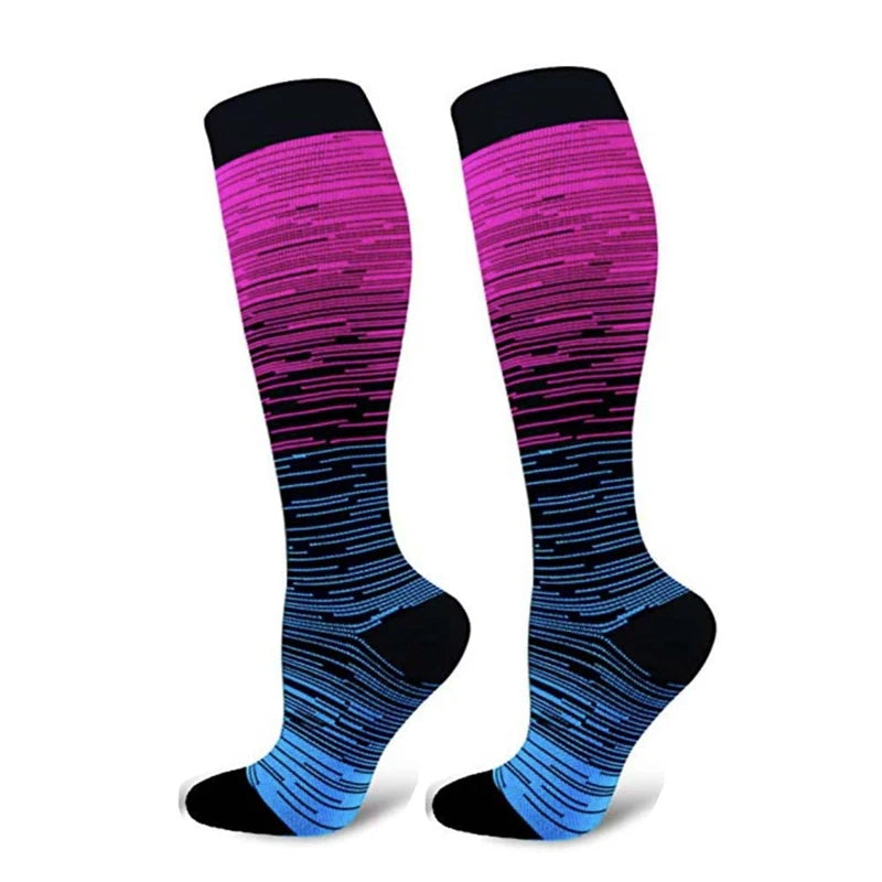 Striped Gradient Compression Stockings